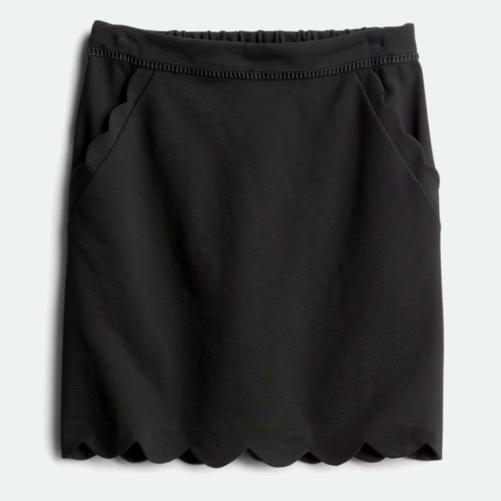 Skies Are Blue Black Skirt with Scalloped Hem & Pocket Detail sz XL